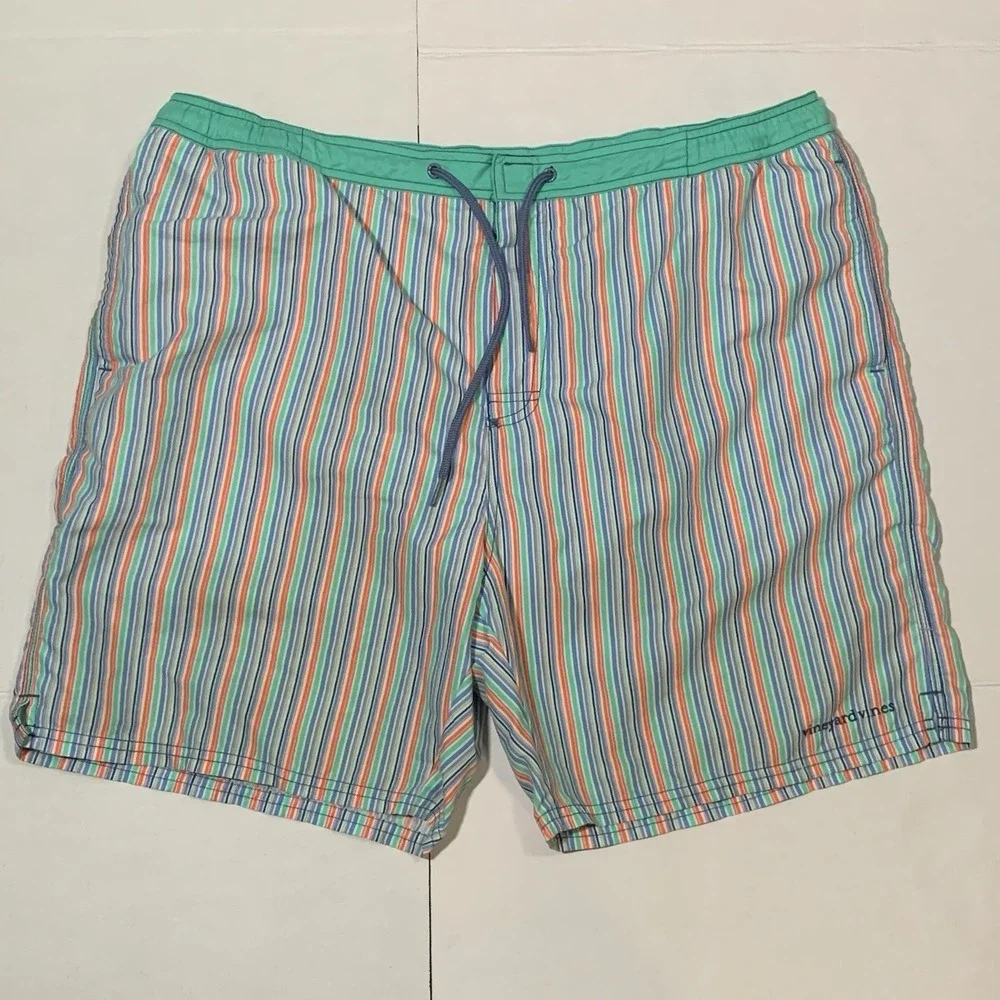 Vineyard Vines Swim Trunks Shorts Men's XL Multicolor‎ Stripe Lined Pockets